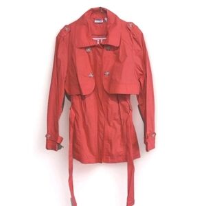Chico’s 3 in 1 convertible jacket poppy red sz 2 L  jacket sleeveless vest shrug